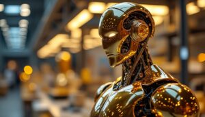 tesla präsentiert den goldenen roboter optimus, der bis zu 80 % des unternehmenswerts ausmachen könnte. entdecken sie alle details dieses bahnbrechenden technik-wunders.